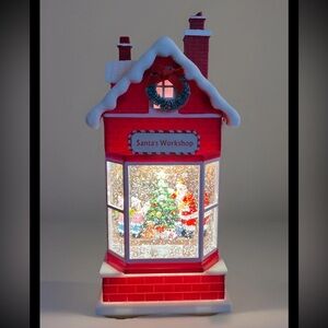 FESTIVE VOICE Lights Up Santa's Workshop Musical Snow Globe